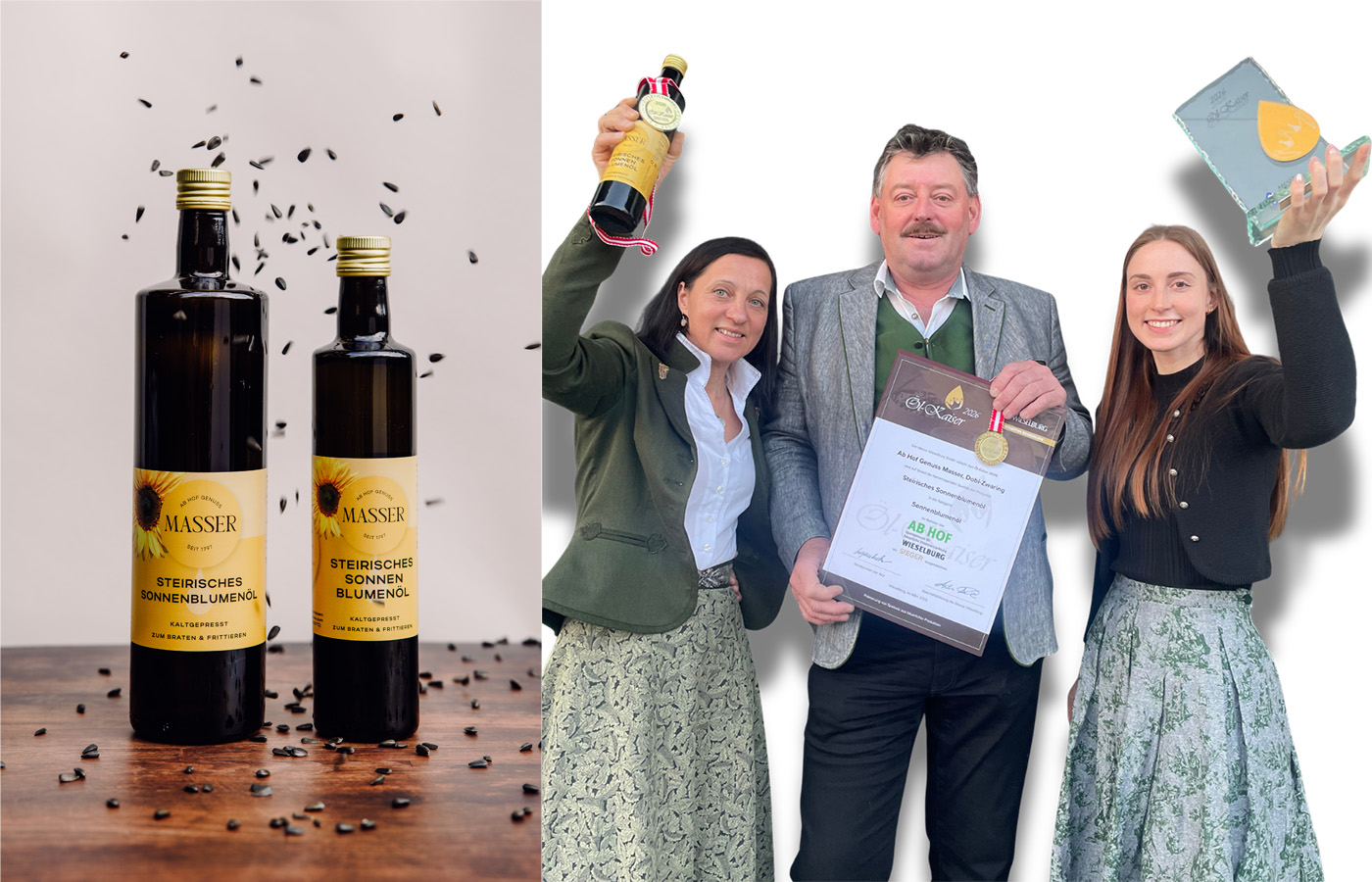 Familie Masser erhält die Auszeichnung Öl-Kaiser 2026 für ihr Sonnenblumenöl
