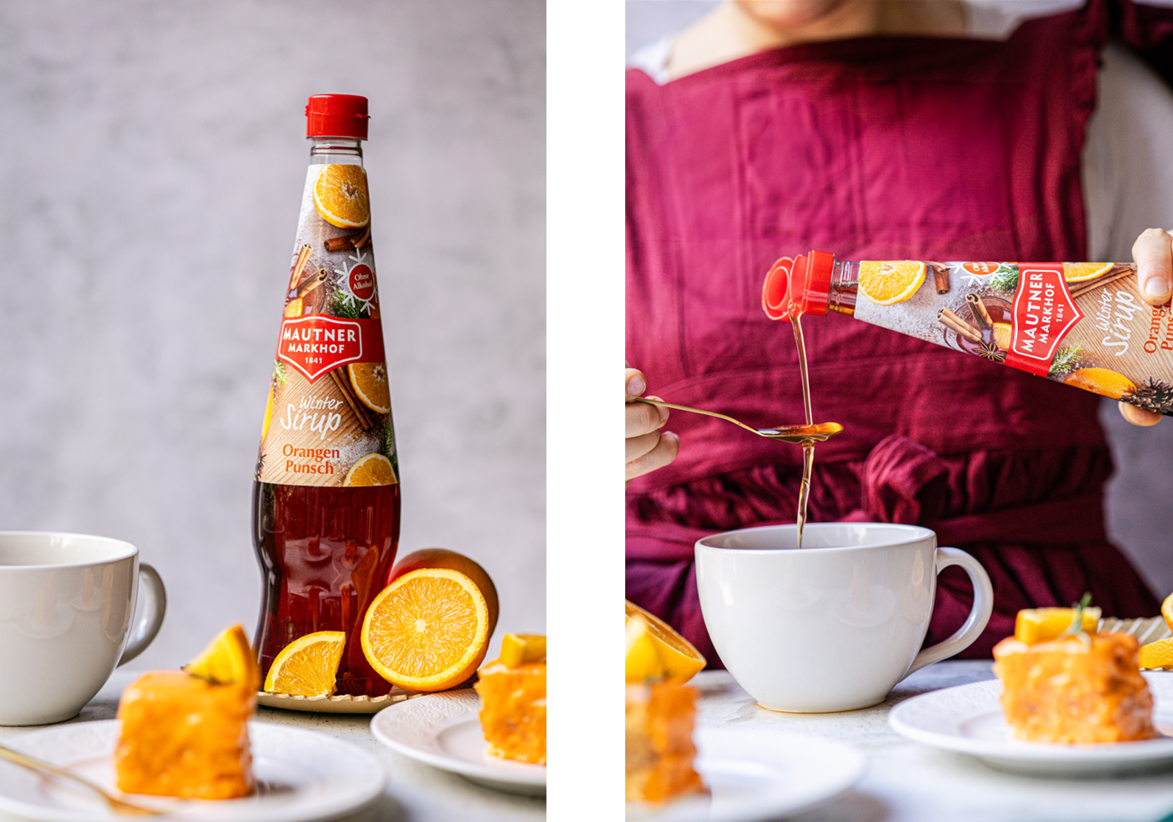 Saisonal limitierte Sirupe: der fixfertige Orangenpunschsirup von Mautner Markhof