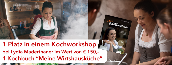 Gewinnspiel: Kochworkshop gewinnen, Köchin am Herd