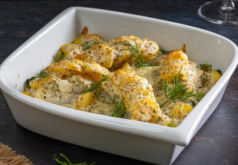 Fischauflauf mit Brokkoli und Erdäpfeln