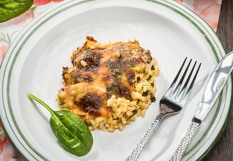 Frühlingshafter Spinatauflauf