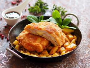 Cordon bleu vom Schwein mit Würfelerdäpfeln