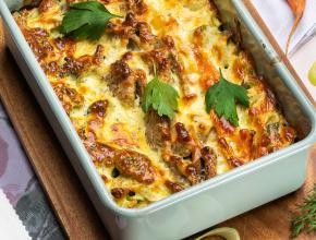 Lauchgratin mit Schweinefilet