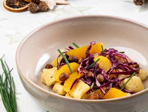Pastinakengnocchi mit Rotkraut-Orangensalat