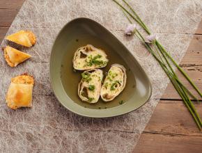 Topfenstrudel mit Schinkenwürfeln 