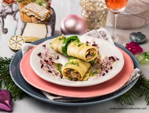 Nudelröllchen mit pikanter Pilzfülle