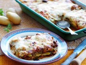 Erdäpfellasagne mit Eierschwammerln