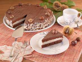 Kastanientorte mit Oberscreme und Schokoglasur