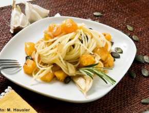 Kürbis-Knoblauch-Spaghetti