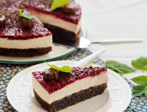 Mohn-Topfen-Torte mit Himbeerspiegel