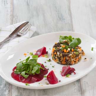 Rote-Rüben-Carpaccio mit Linsensalat