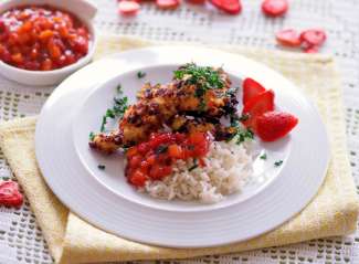 Hühnerfilet mit Erdbeerpanier