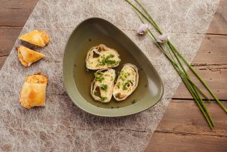 Topfenstrudel mit Schinkenwürfeln 