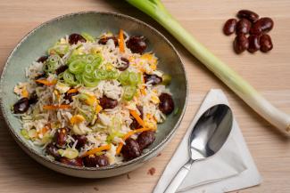 Gebratener Reis mit Käferbohnen und Ei