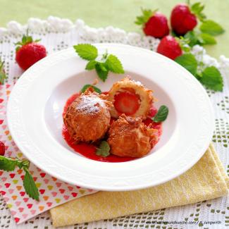 Gebackene Erdbeer-Topfenknödel