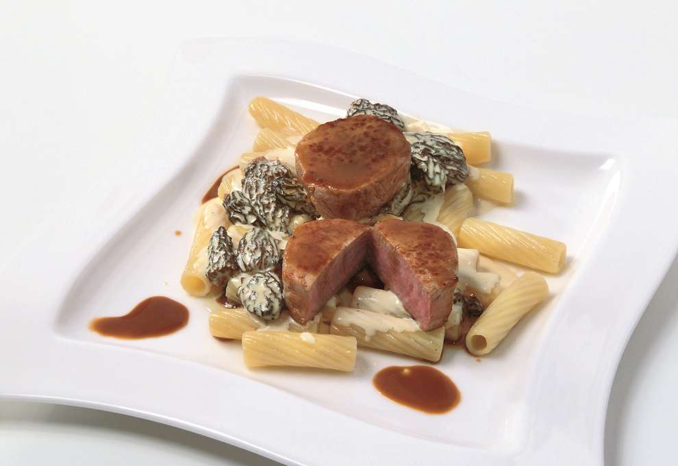 Schweinsmedaillons mit Tortiglioni