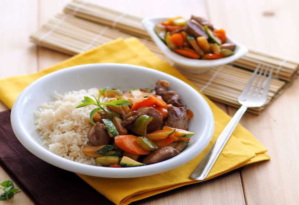 Huhn mit Reis und Gemüse » herzhafte Gerichte &amp; Speisen
