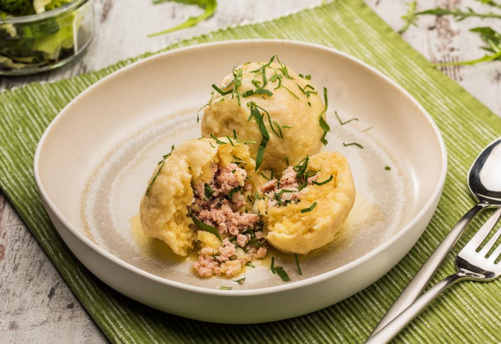 Lungauer Fleischknödel mit Eachtlingteig