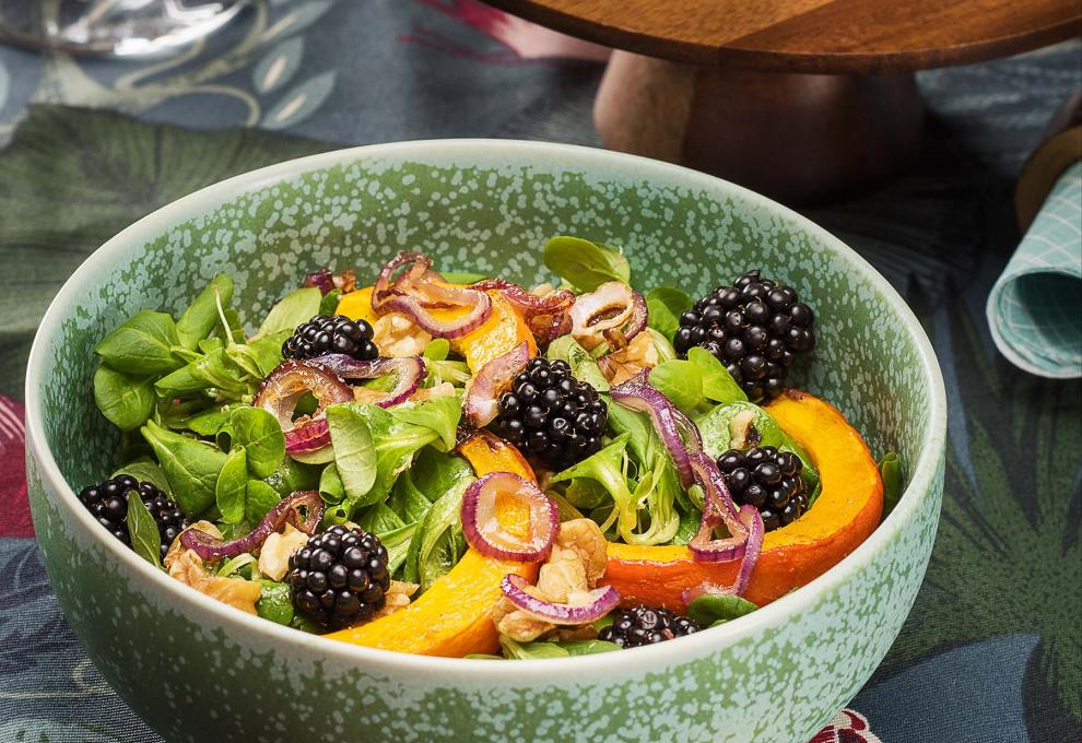 Kürbissalat mit Brombeeren