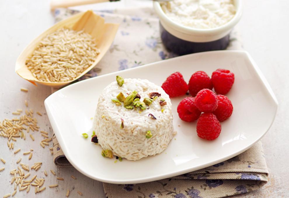 Reisdessert mit Himbeeren