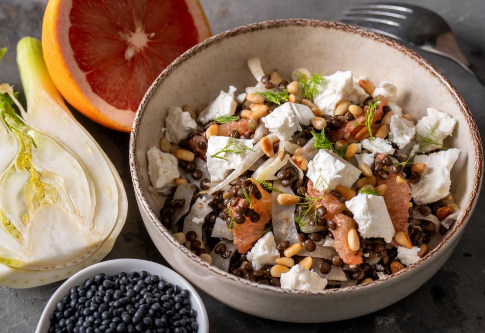 Belugalinsensalat mit Fenchel und Grapefruit
