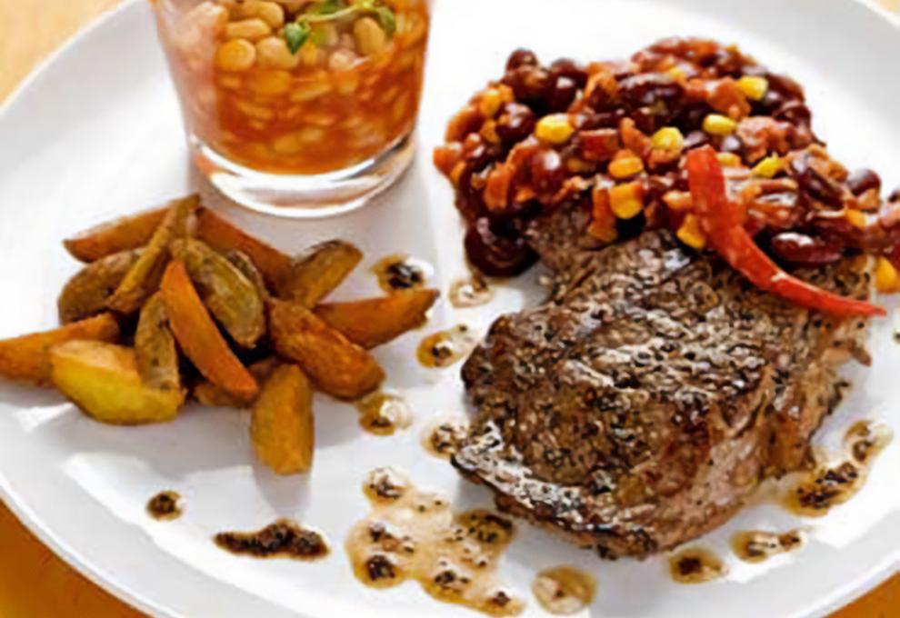Chili-Steak mit scharfen Kidneybohnen