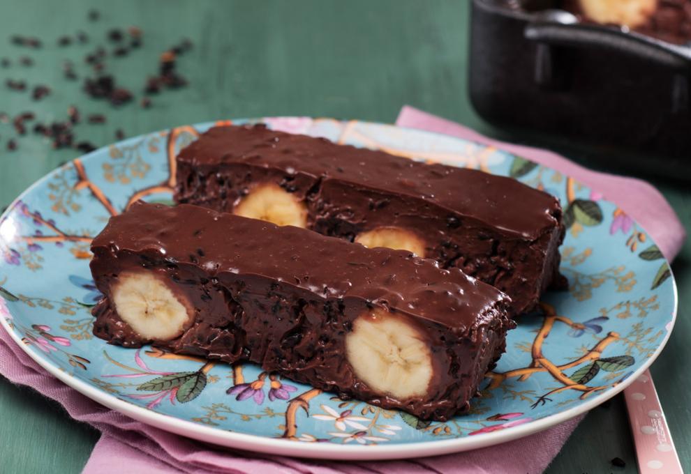Schokoladen-Reis-Terrine mit Bananen