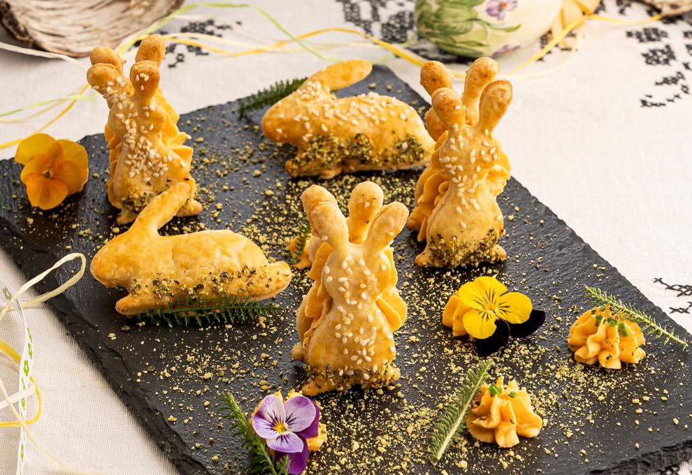 Pikante Hasenkekse mit Karottenmousse