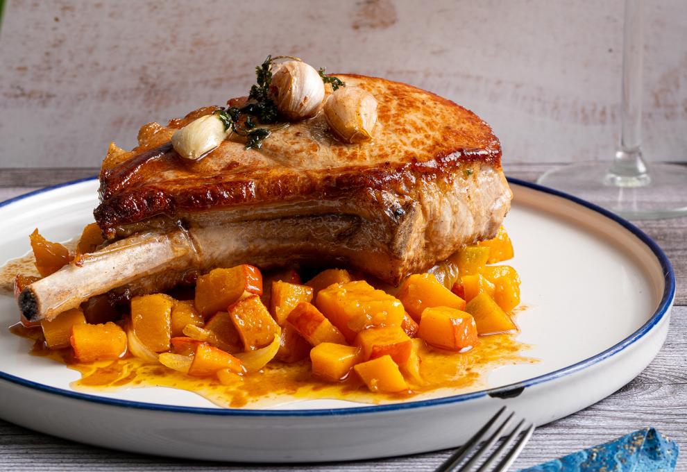Schweinskotelett mit Kürbisgröstl