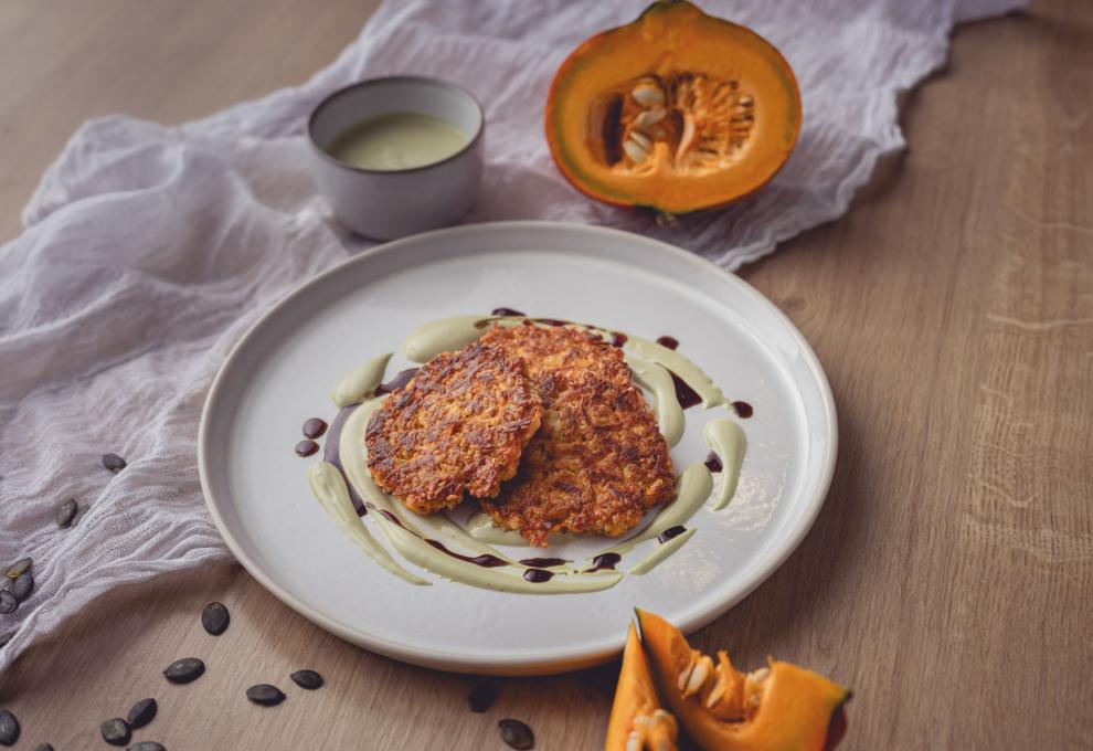 Kürbislaibchen mit Kernölsauce