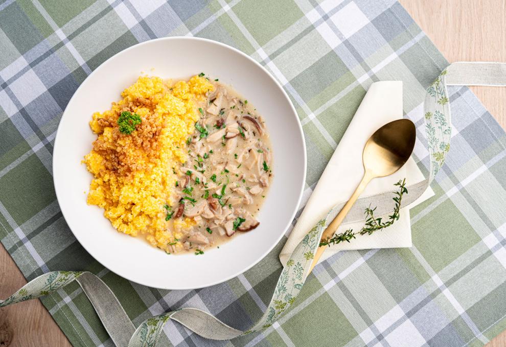 Türkischer Sterz mit Schwammerlsuppe
