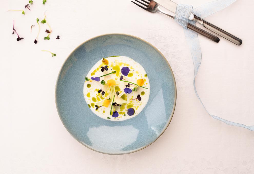 Kohlrabitascherl mit Räucherforelle
