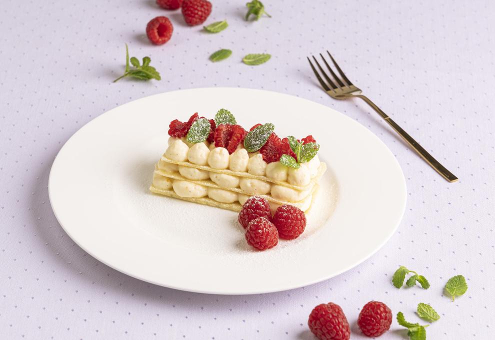 Mille-feuille mit weißer Schokolade