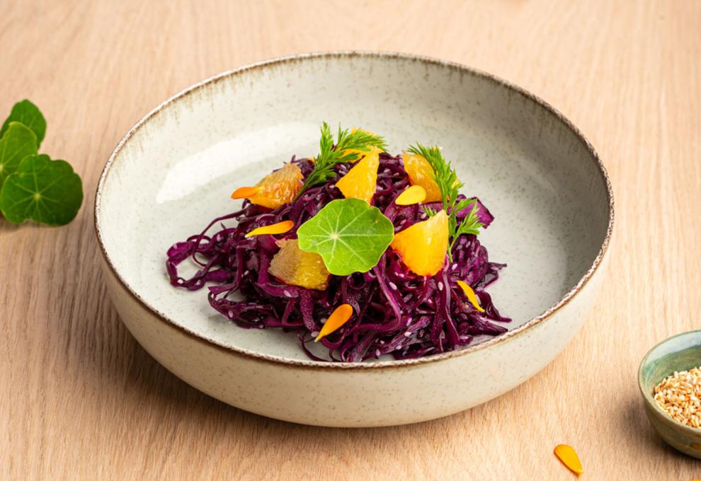 Rotkraut-Orangen-Salat mit Sesam