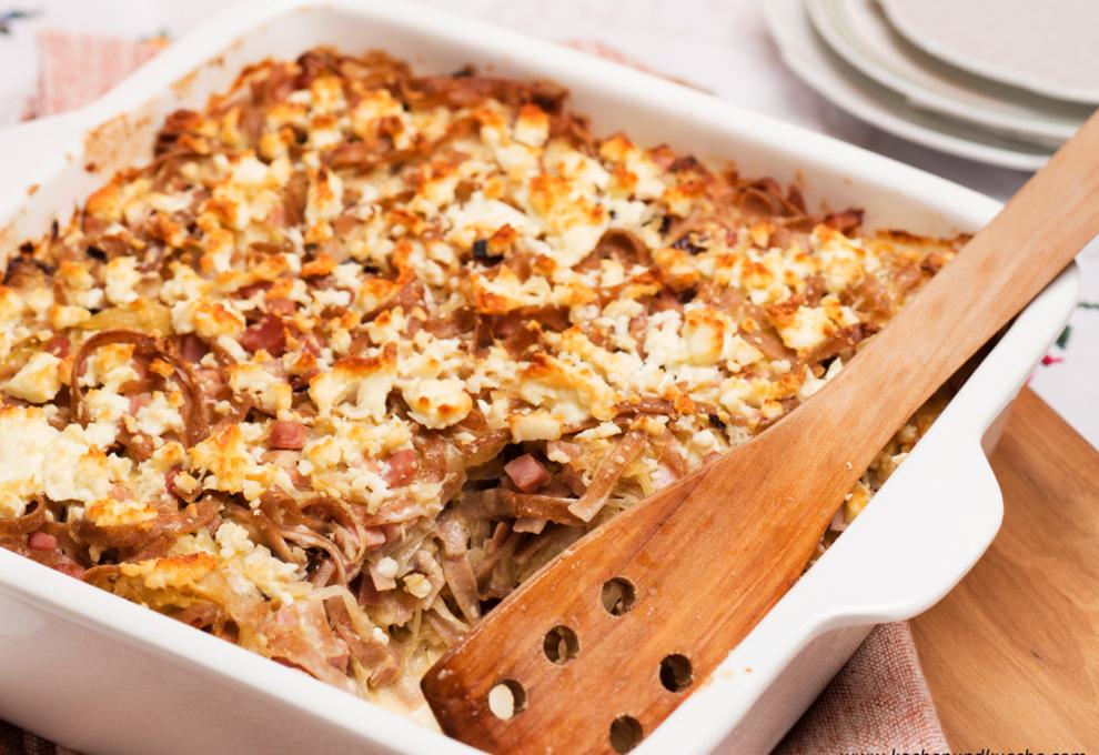 Sauerkrautauflauf mit Dinkelnudeln