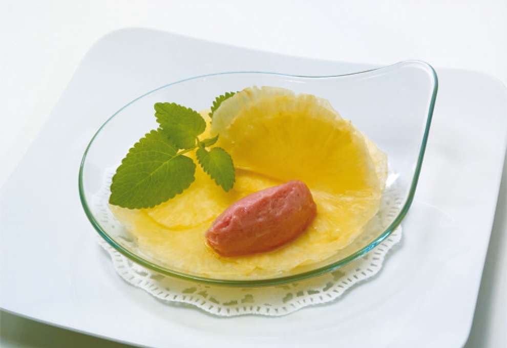 Ananas-Erdbeersorbet