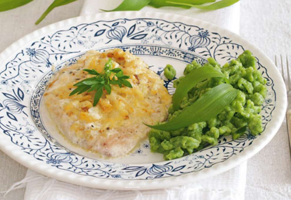 Zwiebelschnitzel mit Bärlauchspätzle