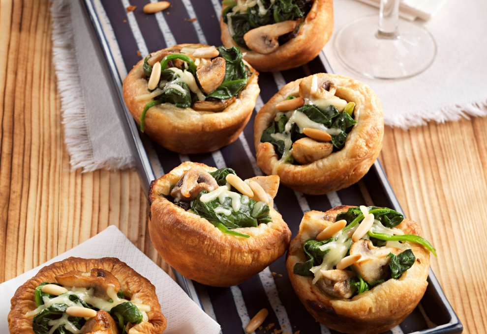 Blätterteigmuffins mit Spinat und Champignons Tante Fanny