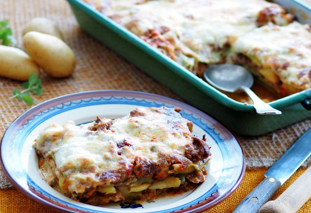 Erdäpfellasagne mit Eierschwammerln