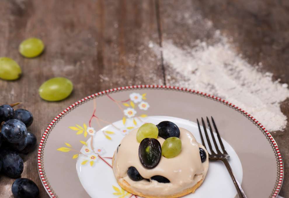 Glutenfreie Weintrauben-Joghurt-Törtchen