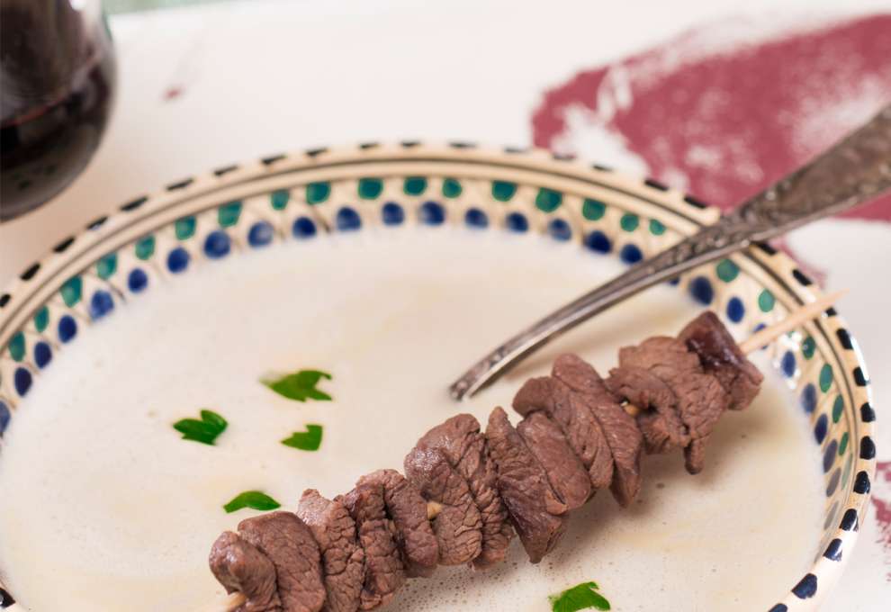 Kastaniensuppe mit Wildentenspießchen