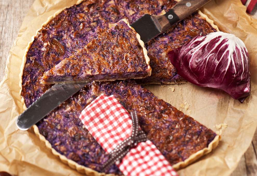 Rotkraut-Radicchio-Kastanien-Quiche