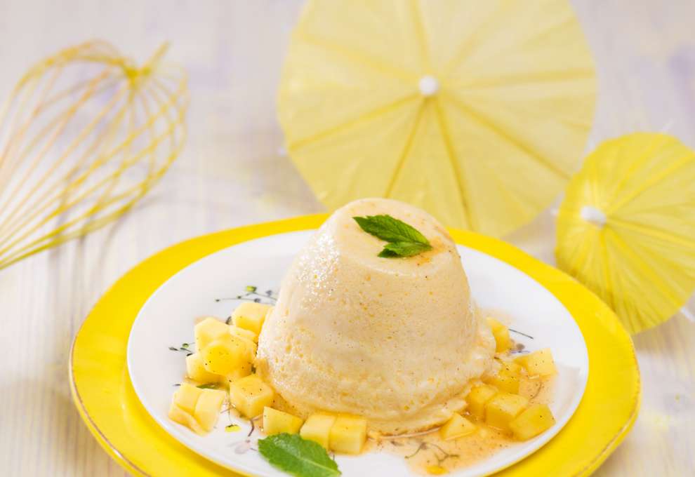 Topfenauflauf mit marinierter Mango