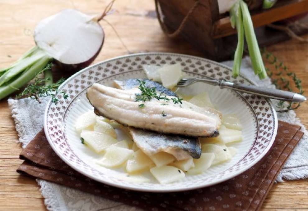 Glasierte Rüben mit gebratenem Forellenfilet