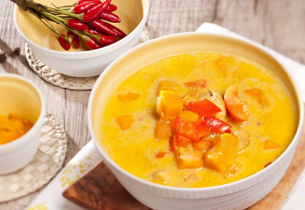 Würziger Hendl-Kürbis-Eintopf mit Curry