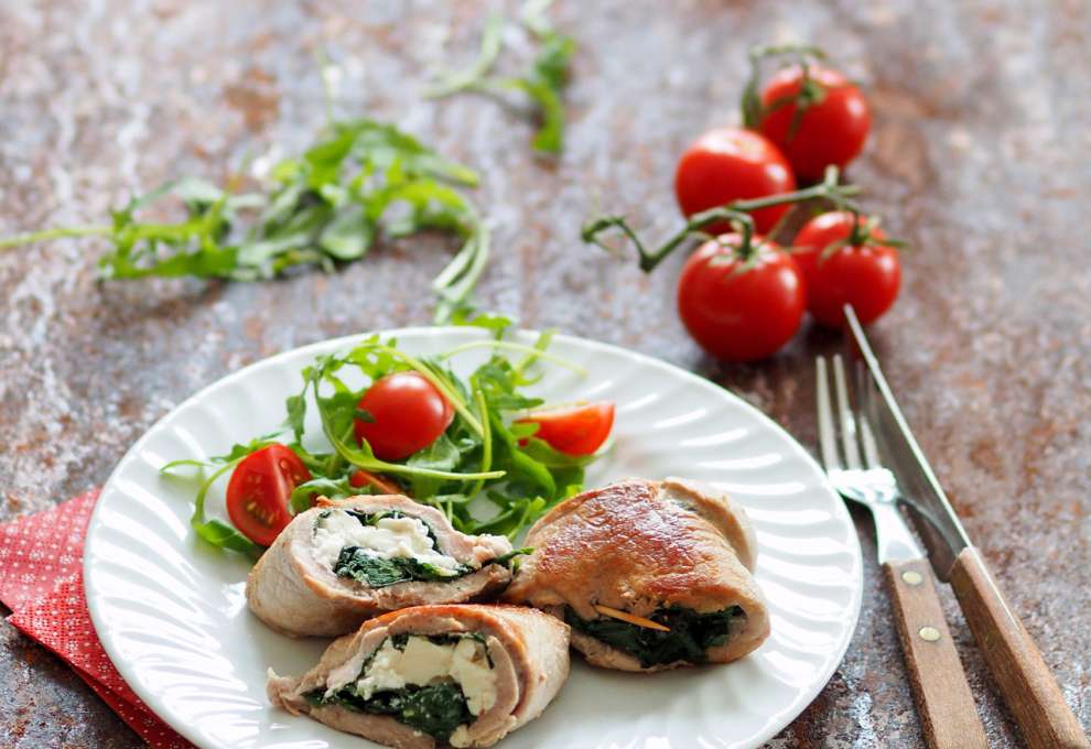 Schweinsschnitzel mit Spinat-Schafkäse-Fülle