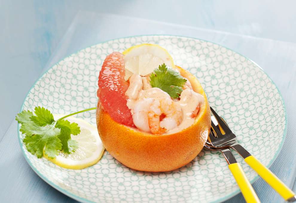 Shrimps mit rosa Grapefruit