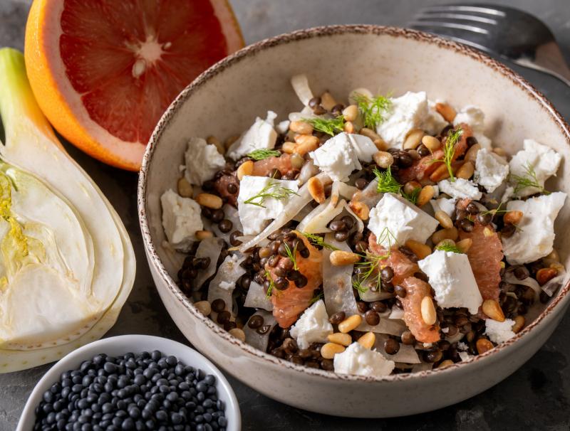 Belugalinsensalat mit Fenchel und Grapefruit