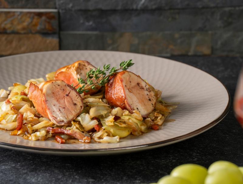  Fasan im Speckmantel mit Traubenkraut