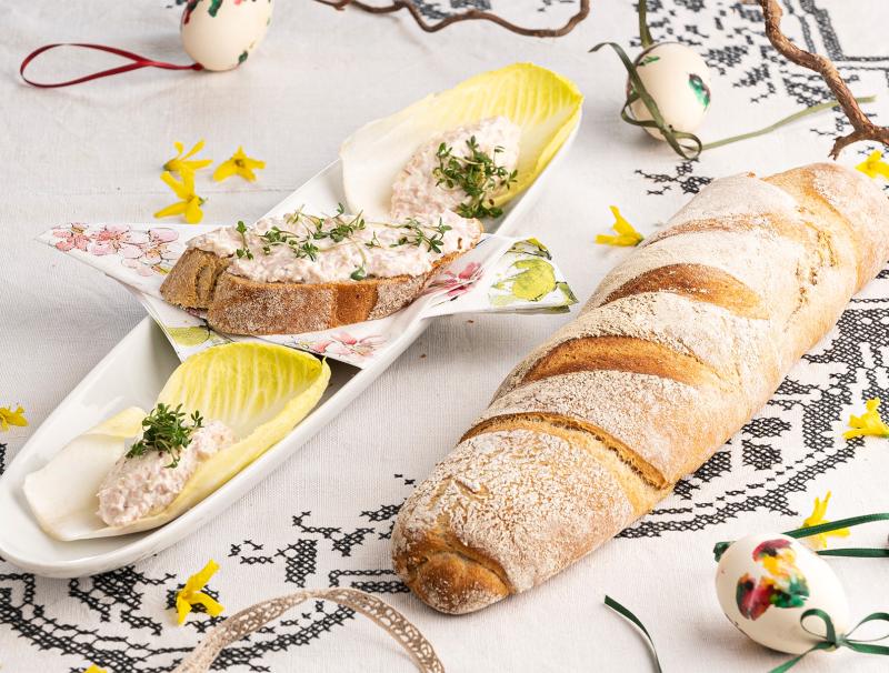 Erdäpfelbaguettes mit Selchfleisch-Kren-Aufstrich